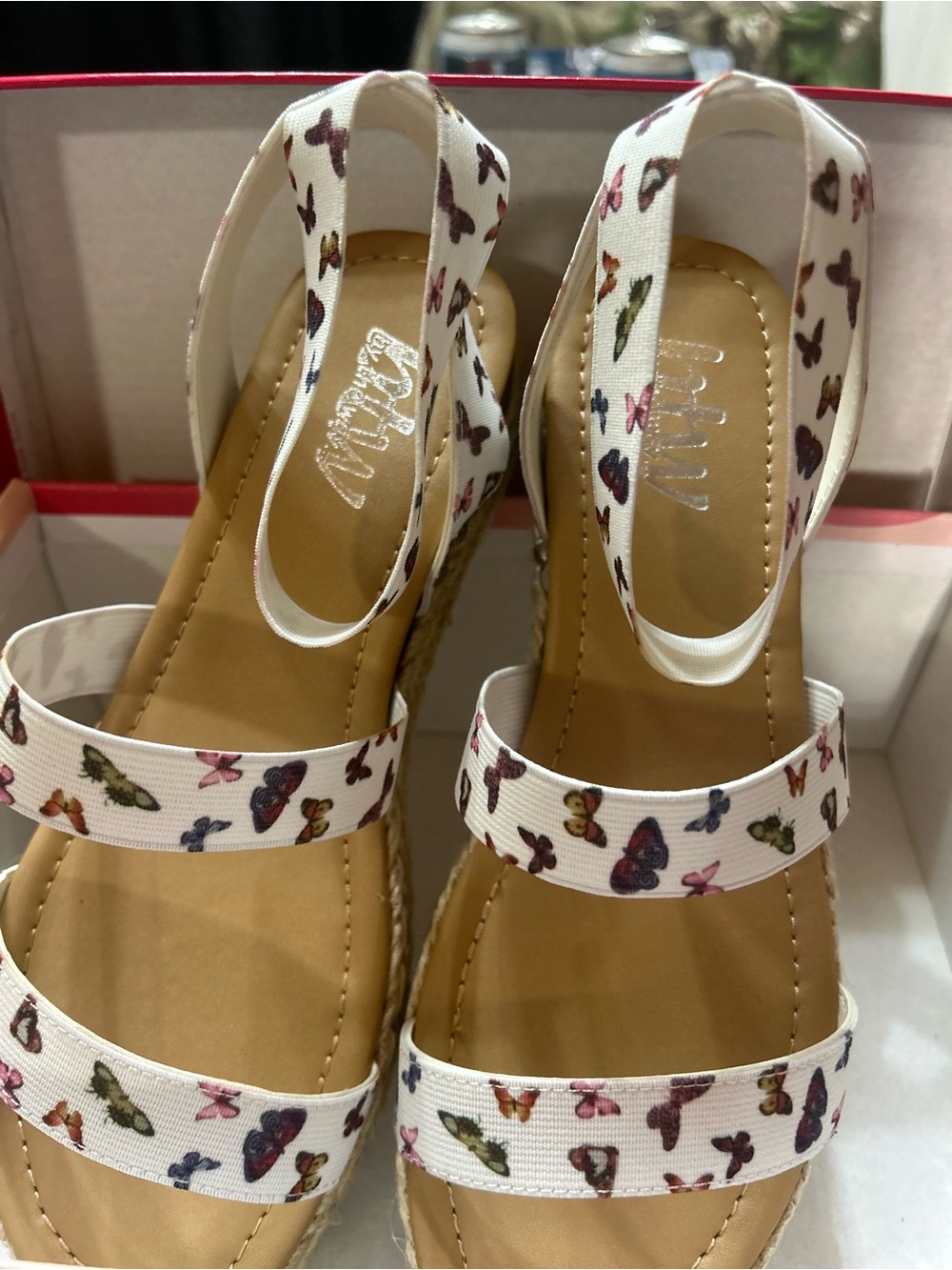 by the way. White Butterfly Print Espadrille Wedge Sandals